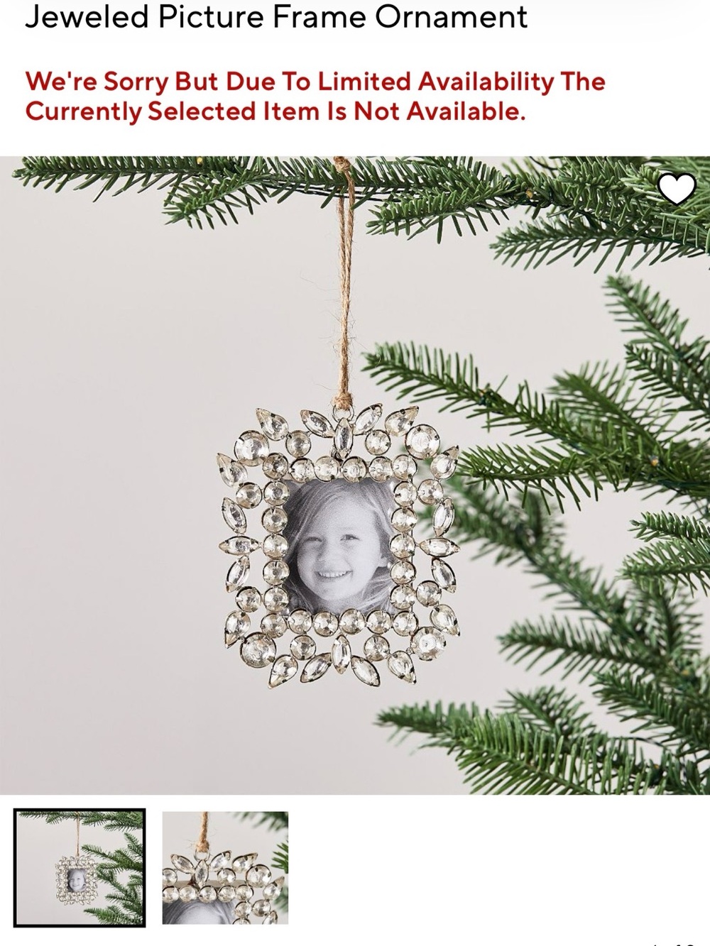Lot of 9 - Pottery Barn Jeweled Picture Frame Ornament - Clear Crystal - NWT